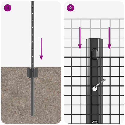 Recinzione con Posto Grigio 0,6 x 50 m Acciaio e PVC