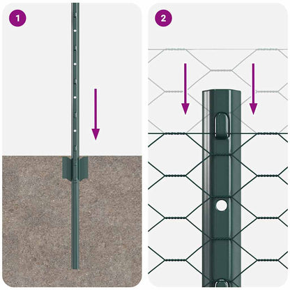 Recinzione con Posto Verde 0,8 x 10 m Acciaio e PVC