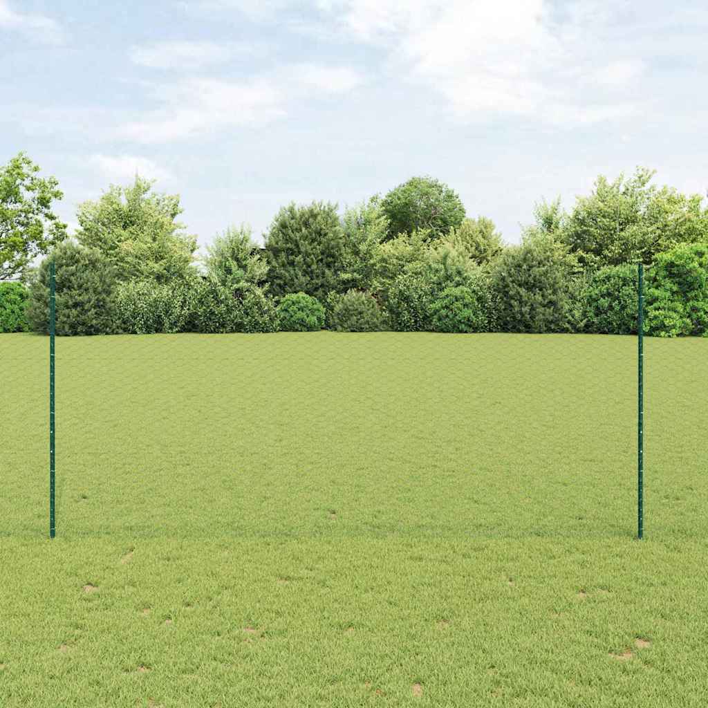 Recinzione con pali. Verde 1.4 x 25 m Acciaio