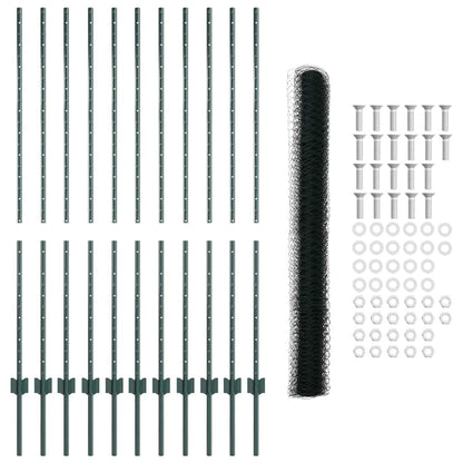 Recinzione con pali. Verde 1.4 x 25 m Acciaio