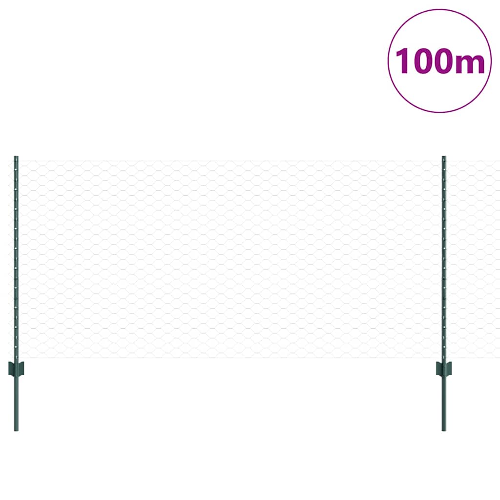 Recinzione con Posto Verde 1 x 100 m Acciaio e PVC