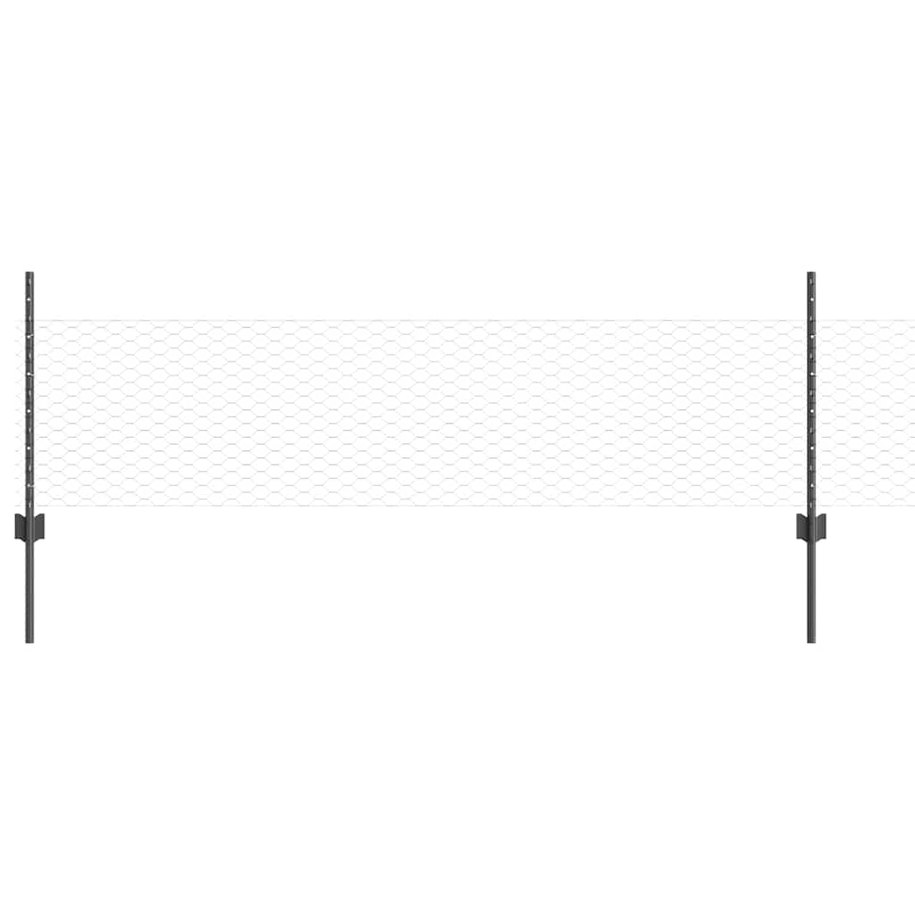 Recinzione con pali. Grigio 0.5 x 10 m Acciaio
