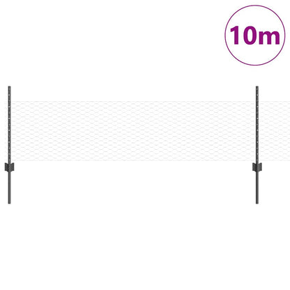Recinzione con pali. Grigio 0.5 x 10 m Acciaio