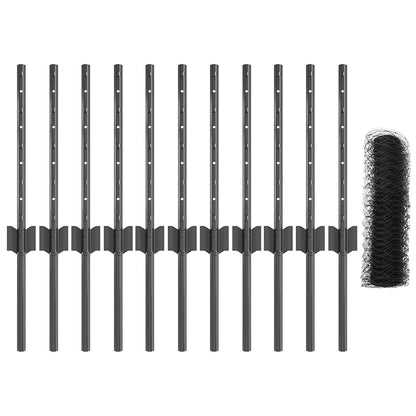 Recinzione con pali. Grigio 0.4 x 25 m Acciaio