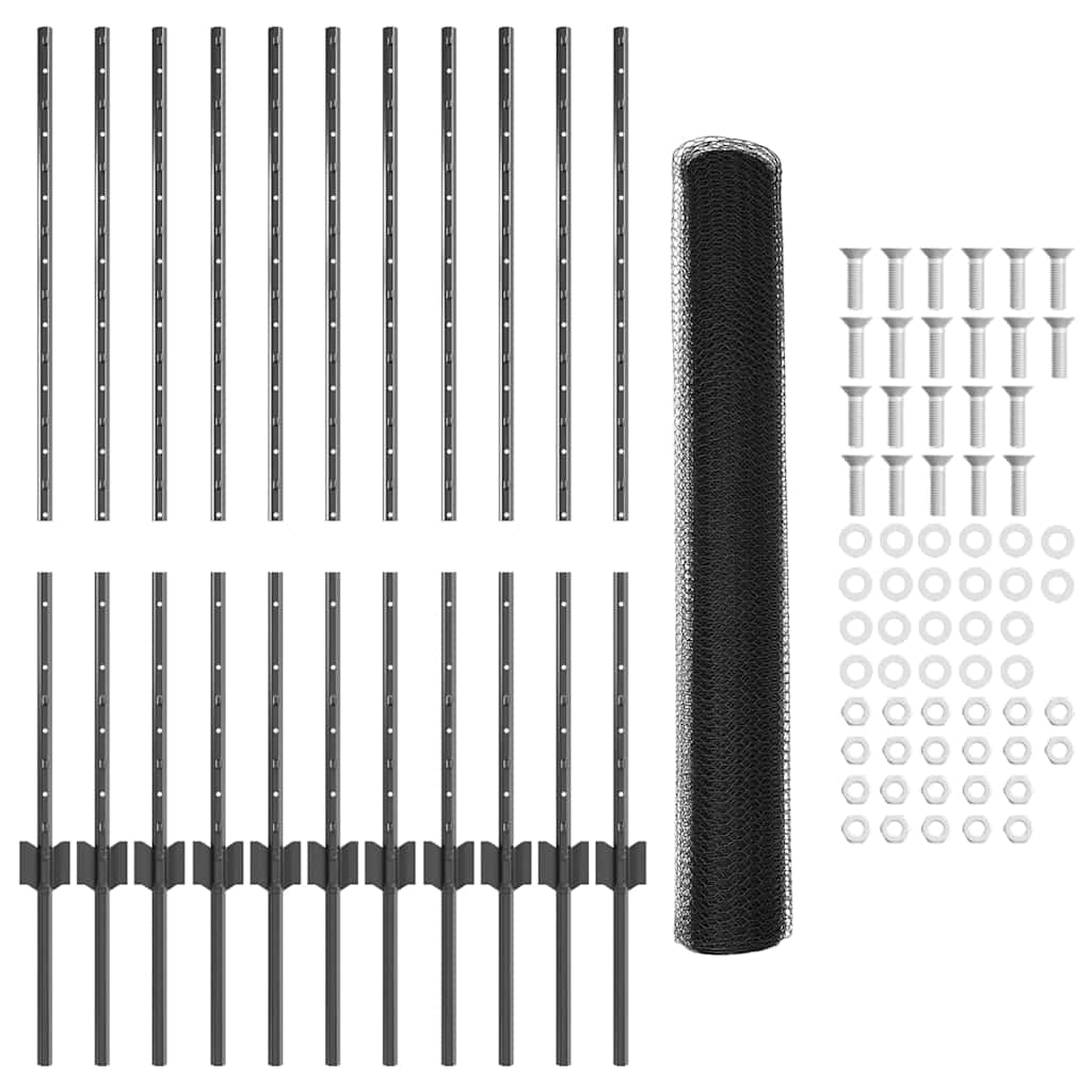 Recinzione con Posto Grigio 1 x 25 m Acciaio
