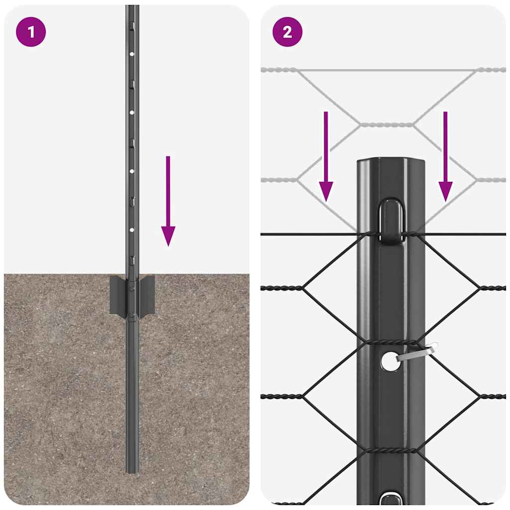 Recinzione con pali. Grigio 0.4 x 100 m Acciaio
