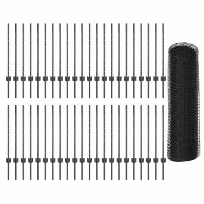 Recinzione con Posto Grigio 0,8 x 100 m Acciaio e PVC