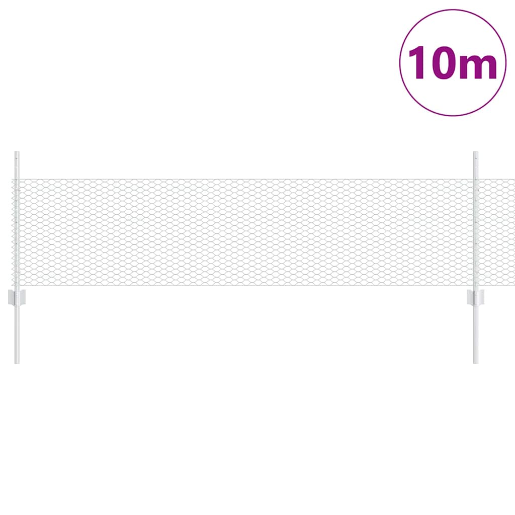 Recinzione con pali. Argento 0.5 x 10 m Acciaio