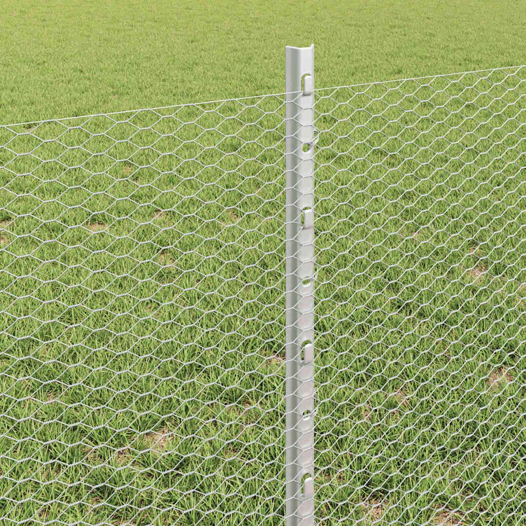 Recinzione con pali. Argento 0.6 x 10 m Acciaio