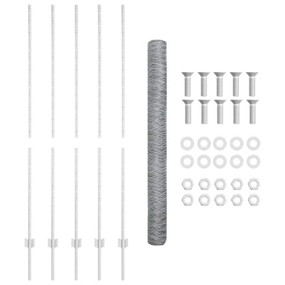 Recinzione con Posto Argento 1,6 x 10 m Acciaio