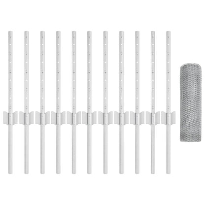 Recinzione con pali. Argento 0.4 x 25 m Acciaio