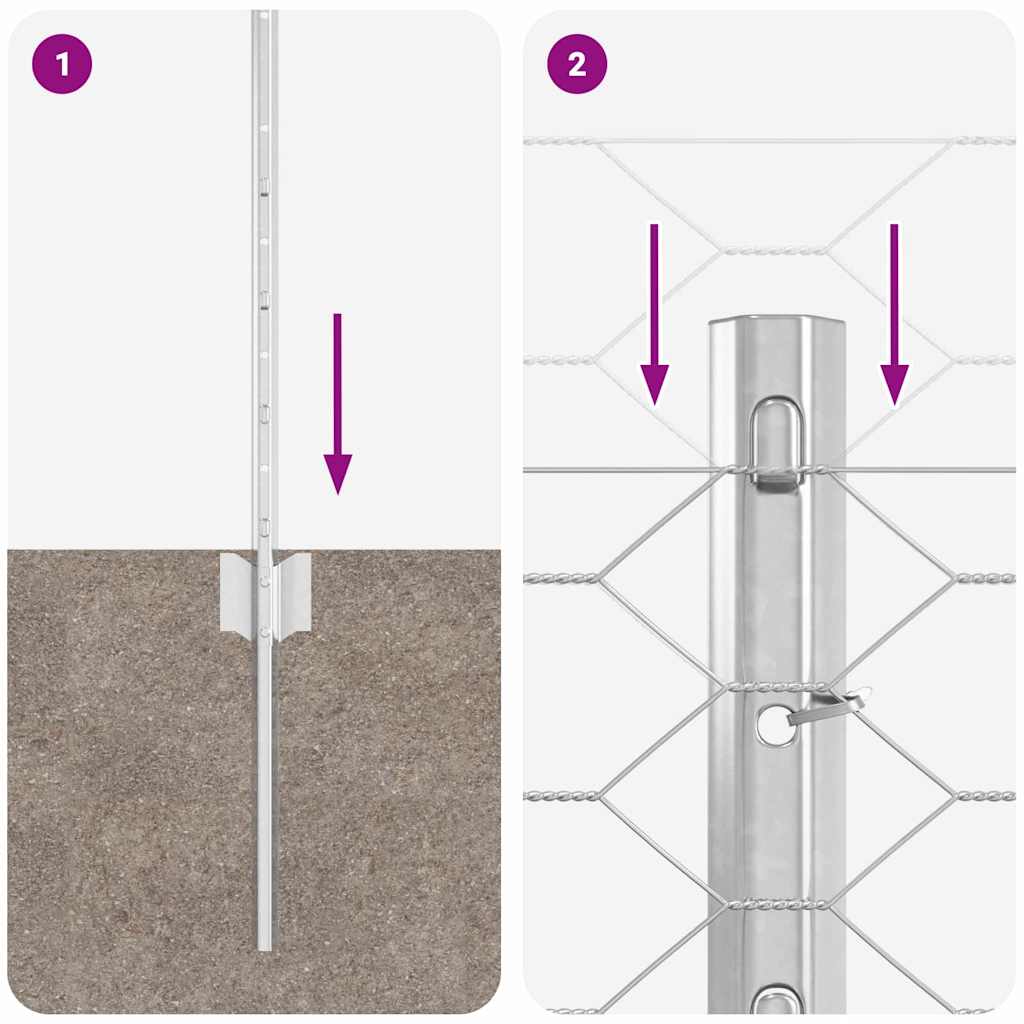 Recinzione con Posto Argento 0,8 x 25 m Acciaio