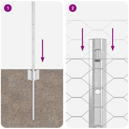 Recinzione con pali. Argento 0.4 x 50 m Acciaio