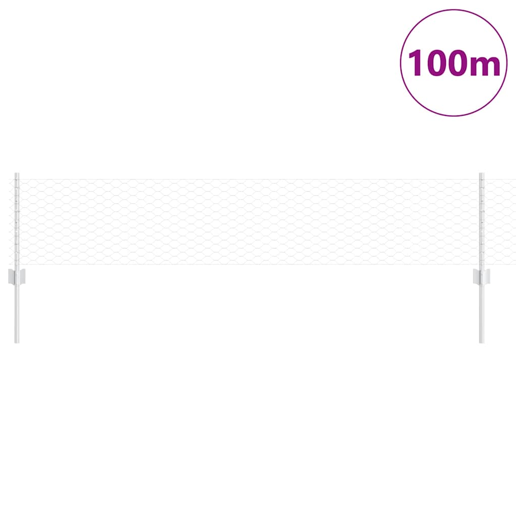 Recinzione con pali. Argento 0.4 x 100 m Acciaio