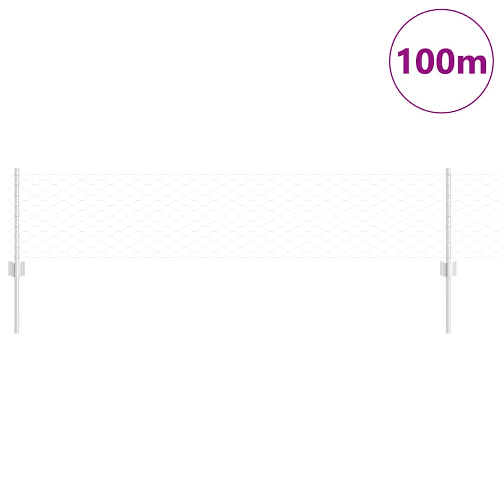 Recinzione con pali. Argento 0.4 x 100 m Acciaio