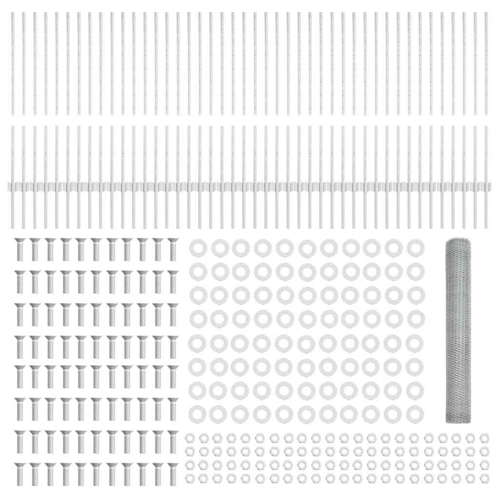 Recinzione con pali. Argento 1 x 100 m Acciaio