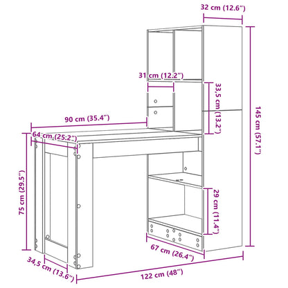 Scrivania Bianco 122 x 67 x 145 cm Legno multistrato