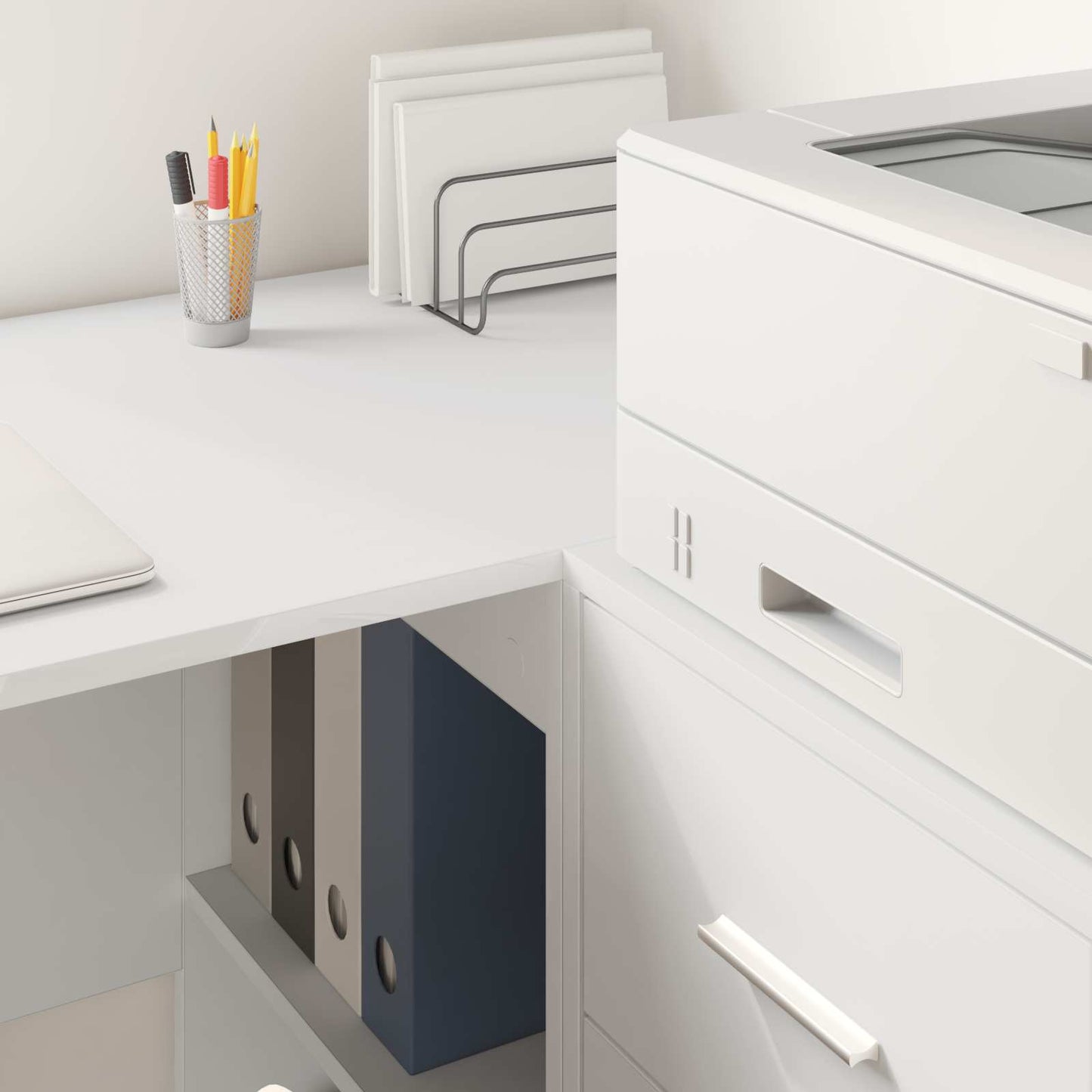 Scrivania ad angolo con cassetto Bianco 102 x 88 x 75 cm
