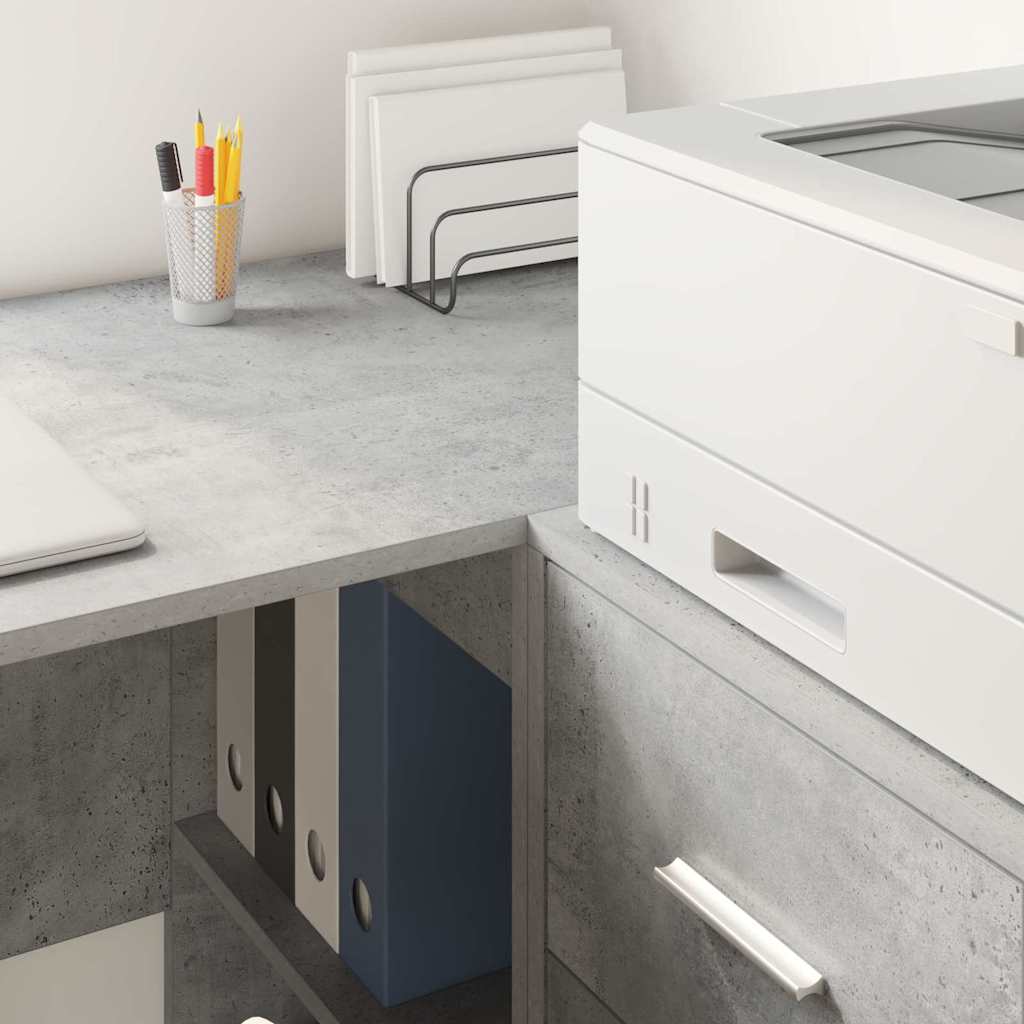 Scrivania ad angolo Grigio cemento 102 x 88 x 75 cm