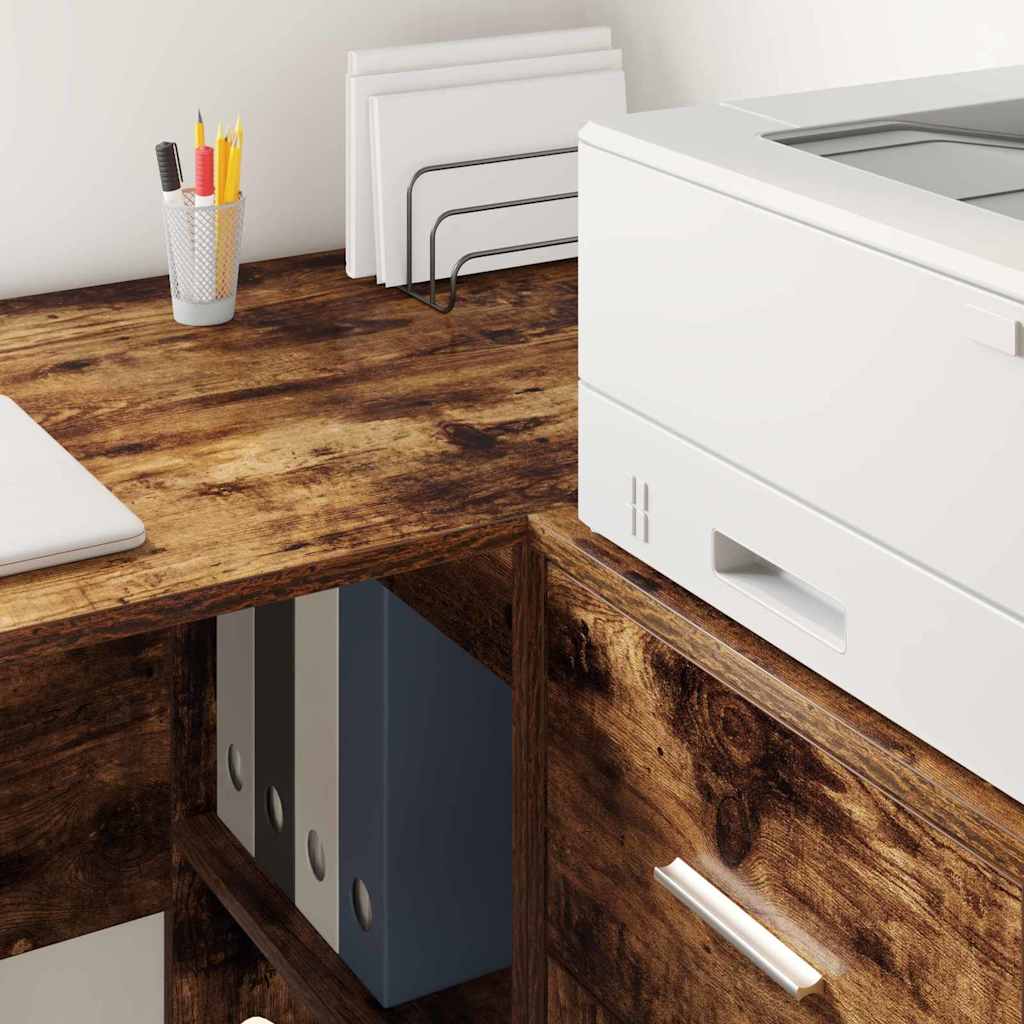 Scrivania ad angolo con cassetto Rovere fumé 102 x 50 x 75 cm