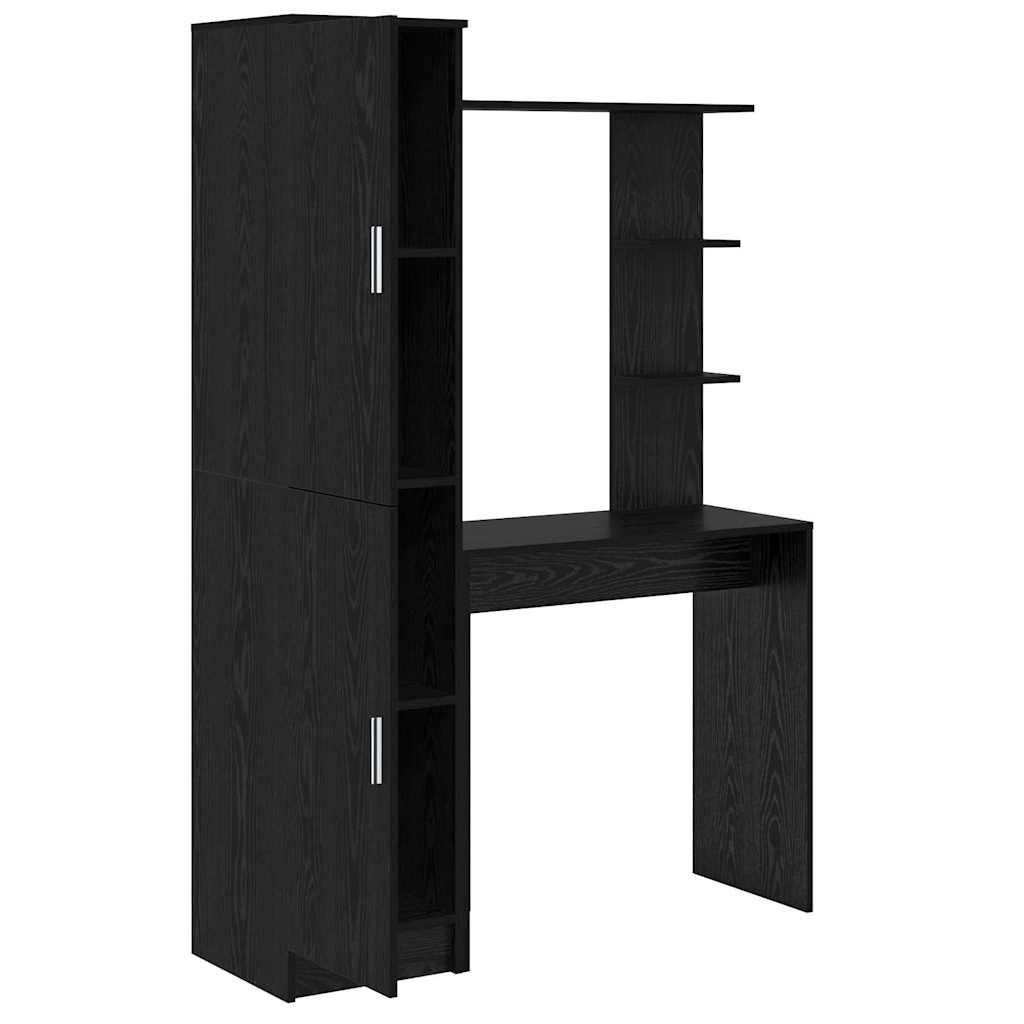 Scrivania con Spazio di Archiviazione 2 pcs Rovere nero