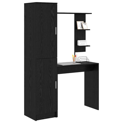 Scrivania con Spazio di Archiviazione 2 pcs Rovere nero