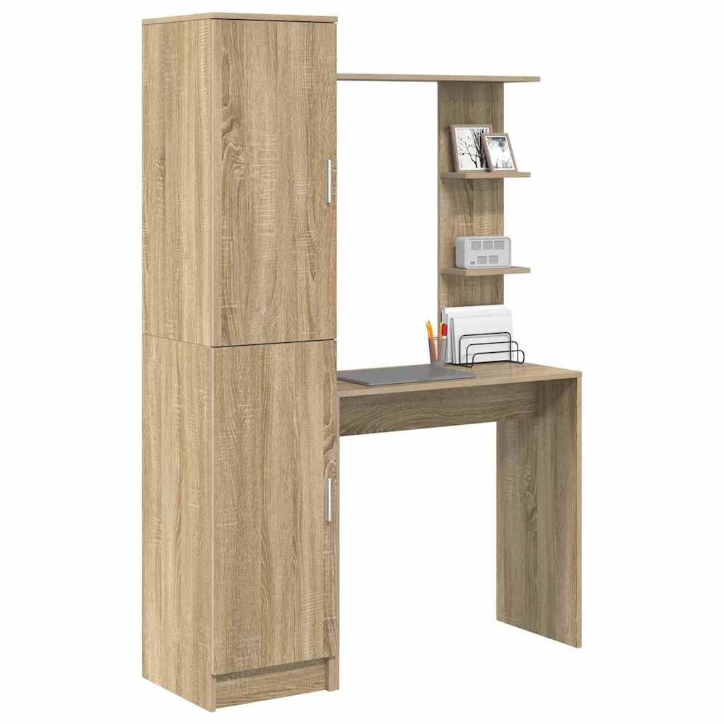Scrivania con Spazio di Archiviazione 2 pcs Rovere Sonoma