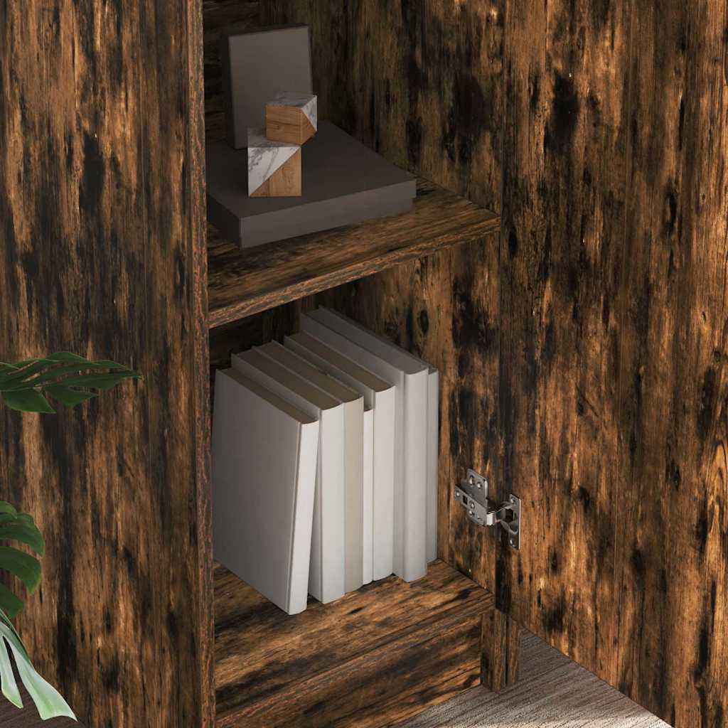 Scrivania con Spazio di Archiviazione 2 pcs Rovere fumé