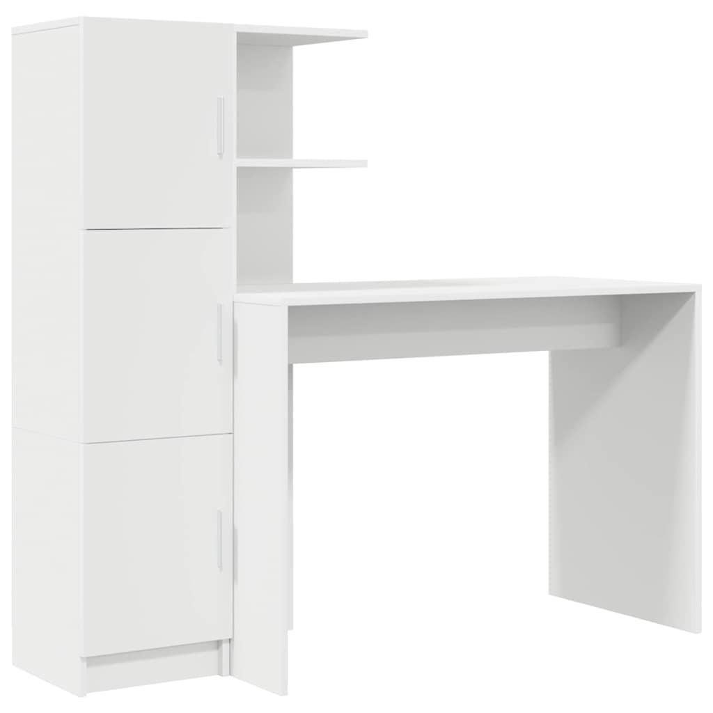 Scrivania con Spazio di Archiviazione con porta 2 pcs Bianco