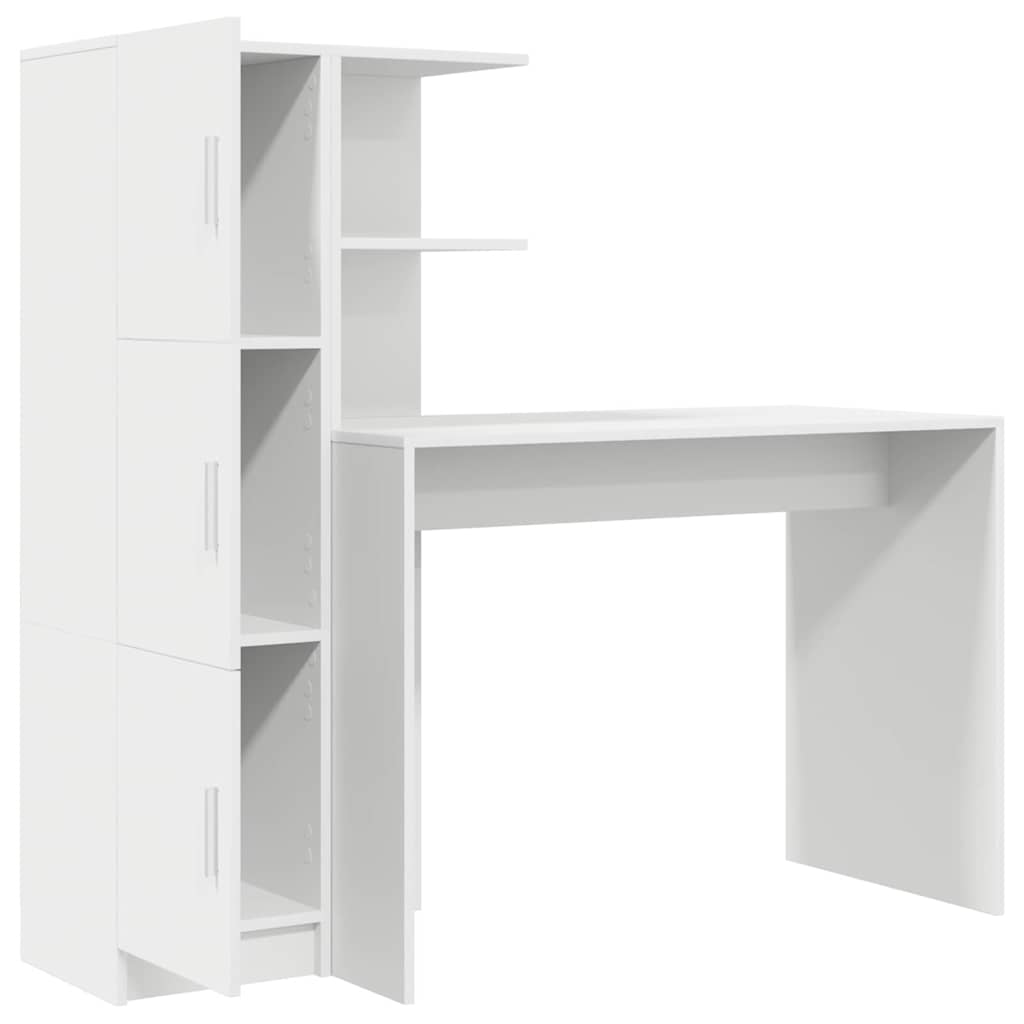 Scrivania con Spazio di Archiviazione con porta 2 pcs Bianco