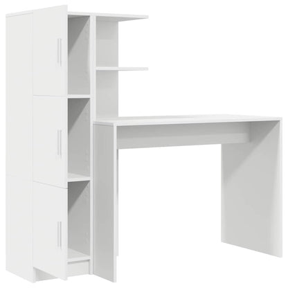 Scrivania con Spazio di Archiviazione con porta 2 pcs Bianco