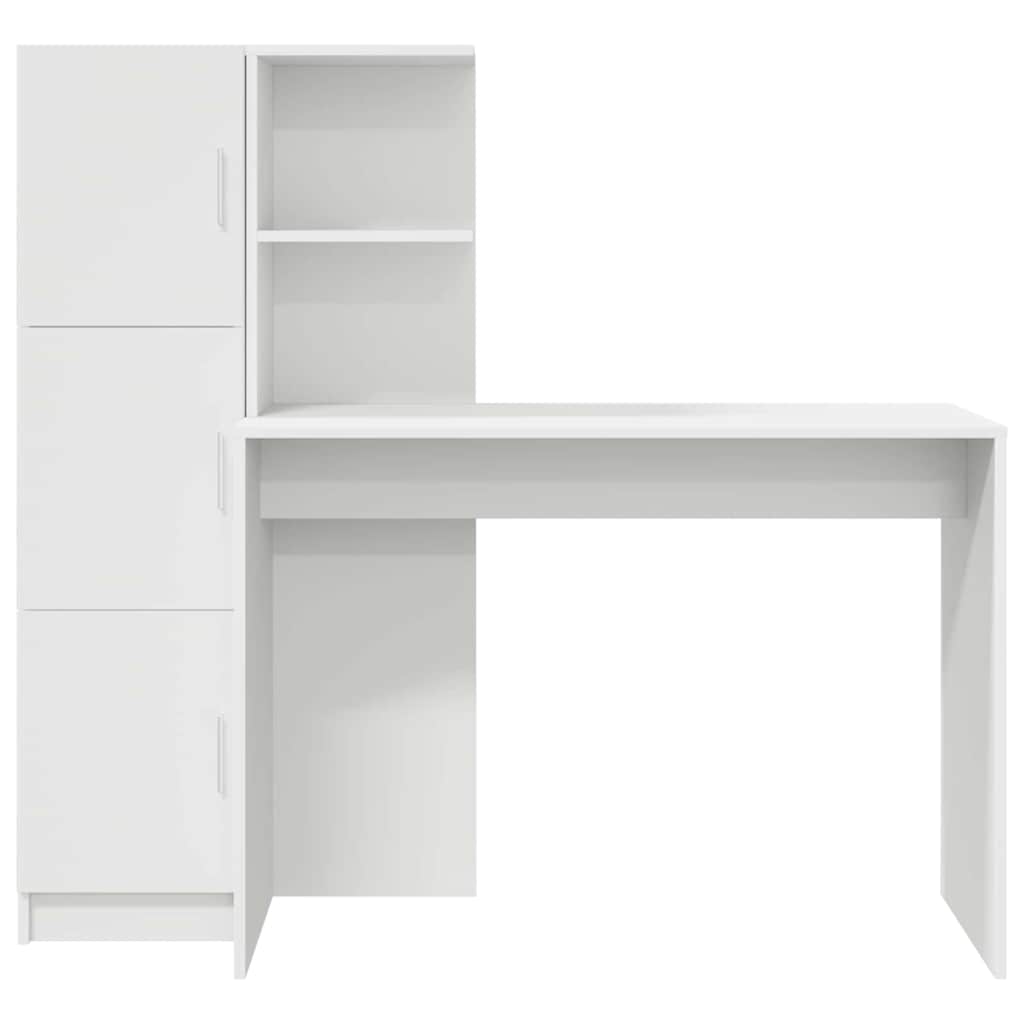 Scrivania con Spazio di Archiviazione con porta 2 pcs Bianco