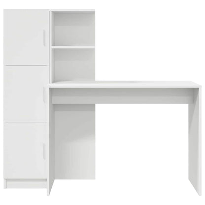 Scrivania con Spazio di Archiviazione con porta 2 pcs Bianco