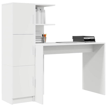 Scrivania con Spazio di Archiviazione con porta 2 pcs Bianco