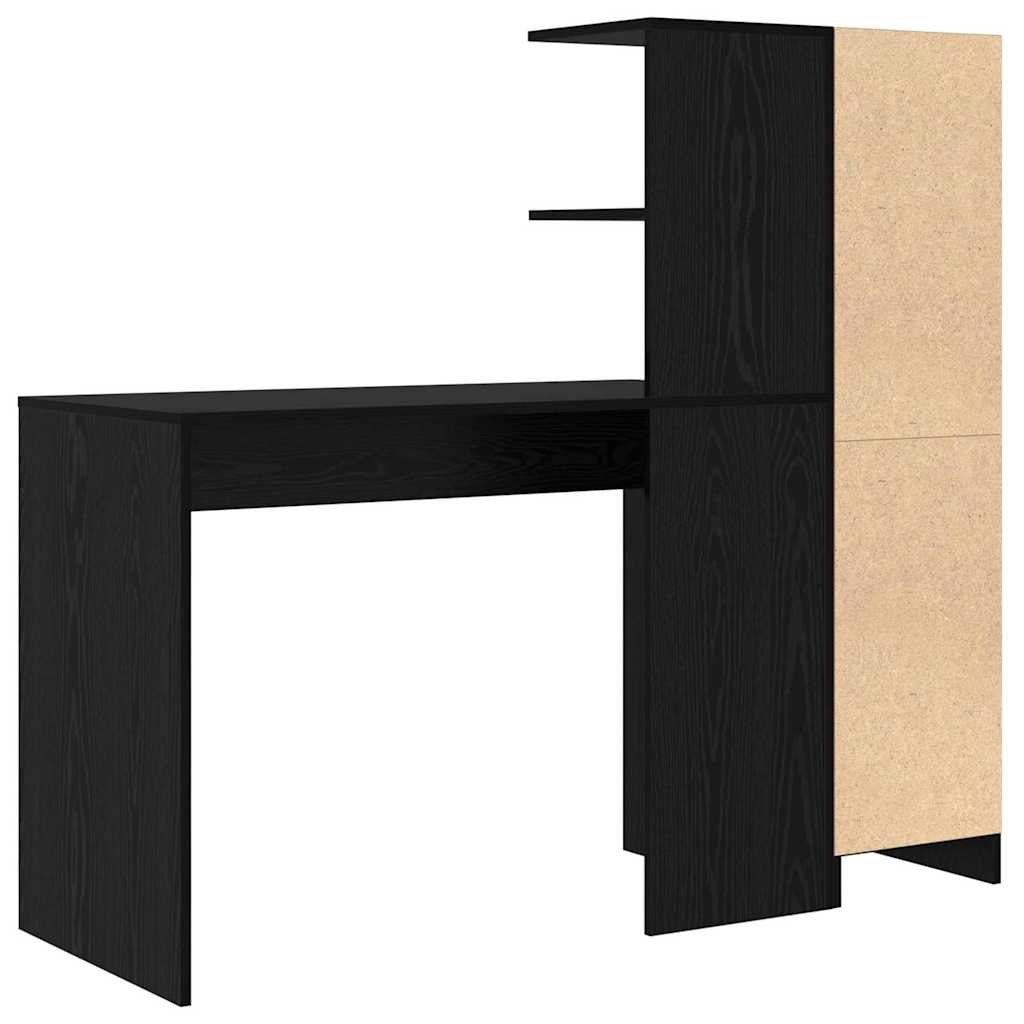 Scrivania con Spazio di Archiviazione 2 pcs Rovere nero