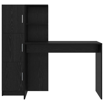 Scrivania con Spazio di Archiviazione 2 pcs Rovere nero