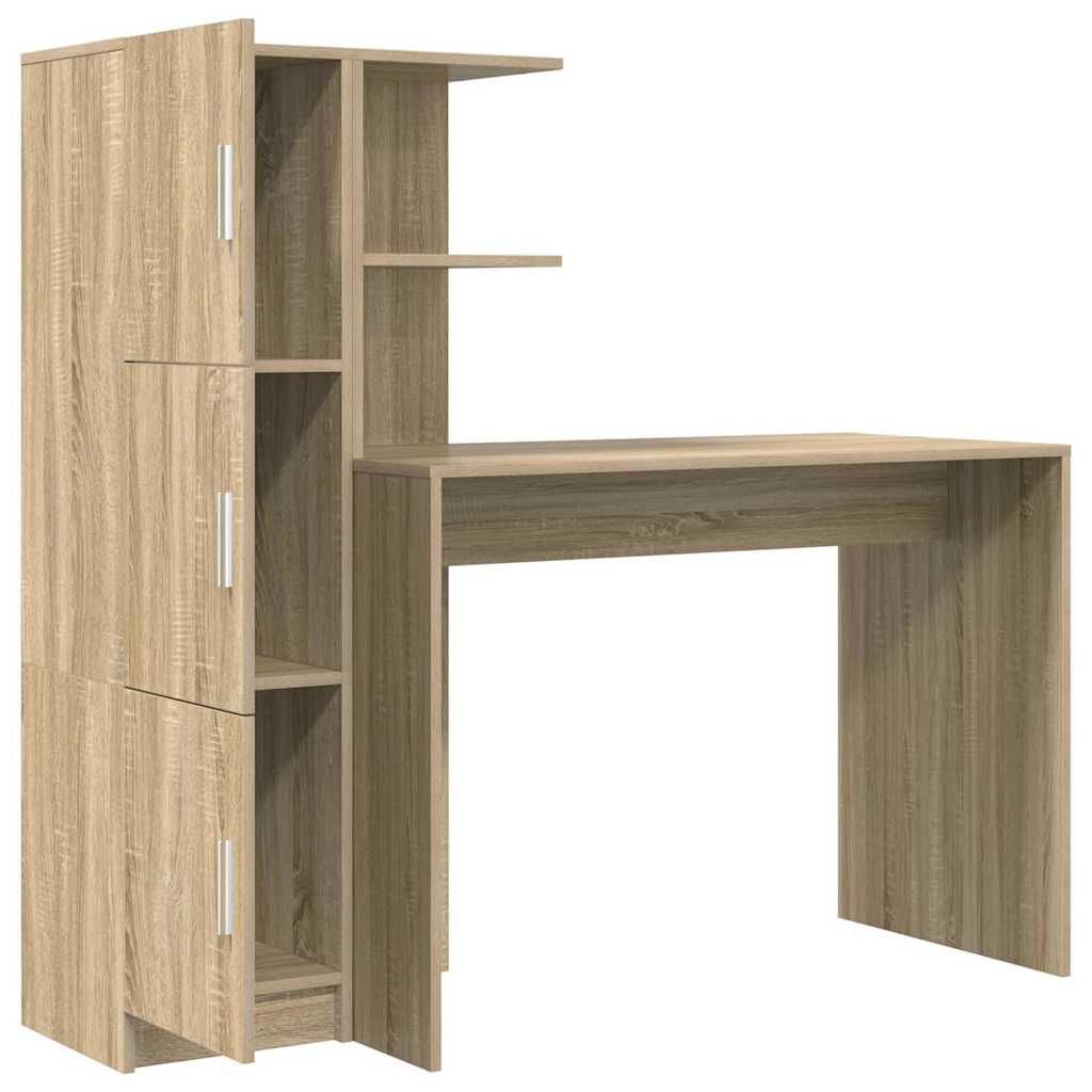 Scrivania con Spazio di Archiviazione 2 pcs Rovere Sonoma