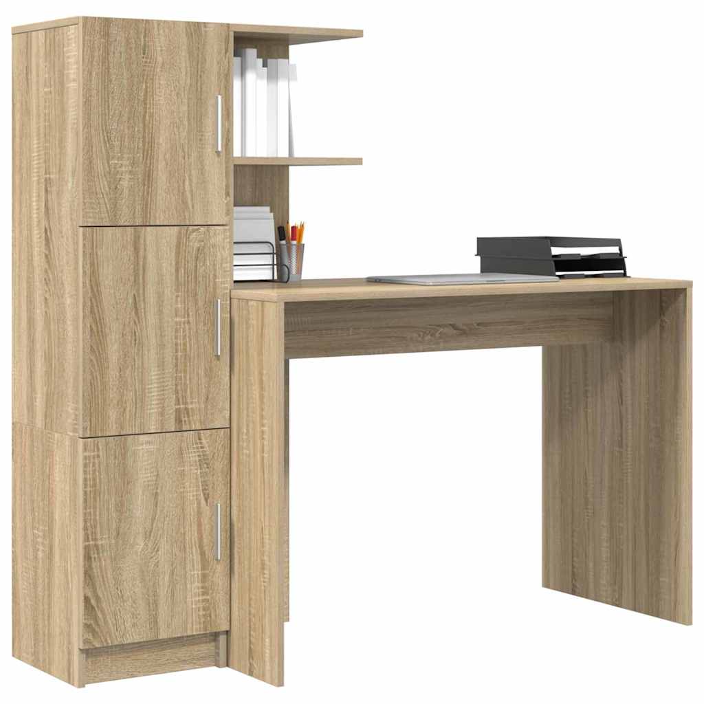 Scrivania con Spazio di Archiviazione 2 pcs Rovere Sonoma