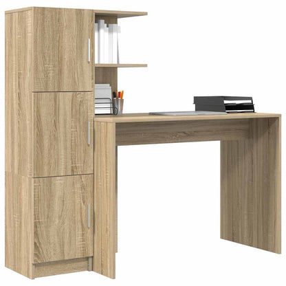 Scrivania con Spazio di Archiviazione 2 pcs Rovere Sonoma