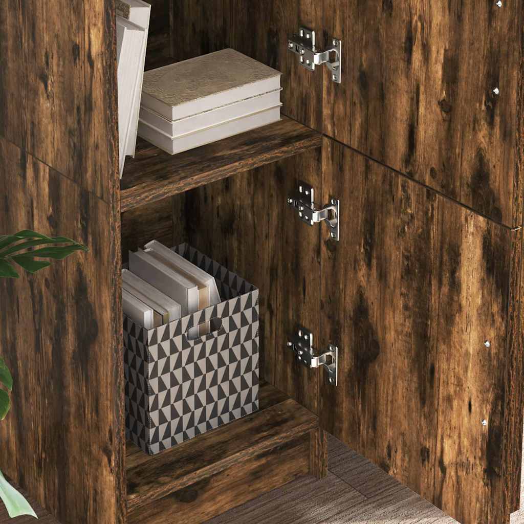 Scrivania con Spazio di Archiviazione 2 pcs Rovere fumé