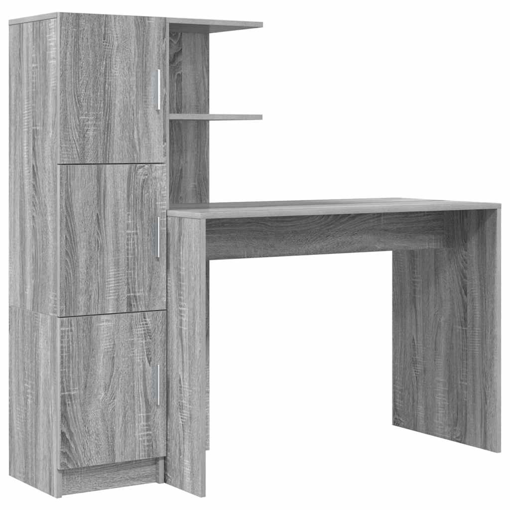 Scrivania con Spazio di Archiviazione 2 pcs Grigio sonoma - homemem39