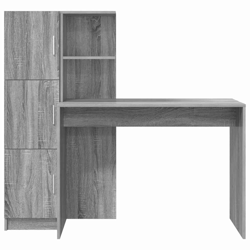 Scrivania con Spazio di Archiviazione 2 pcs Grigio sonoma - homemem39