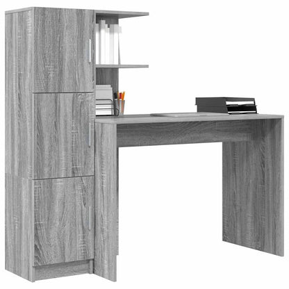 Scrivania con Spazio di Archiviazione 2 pcs Grigio sonoma - homemem39