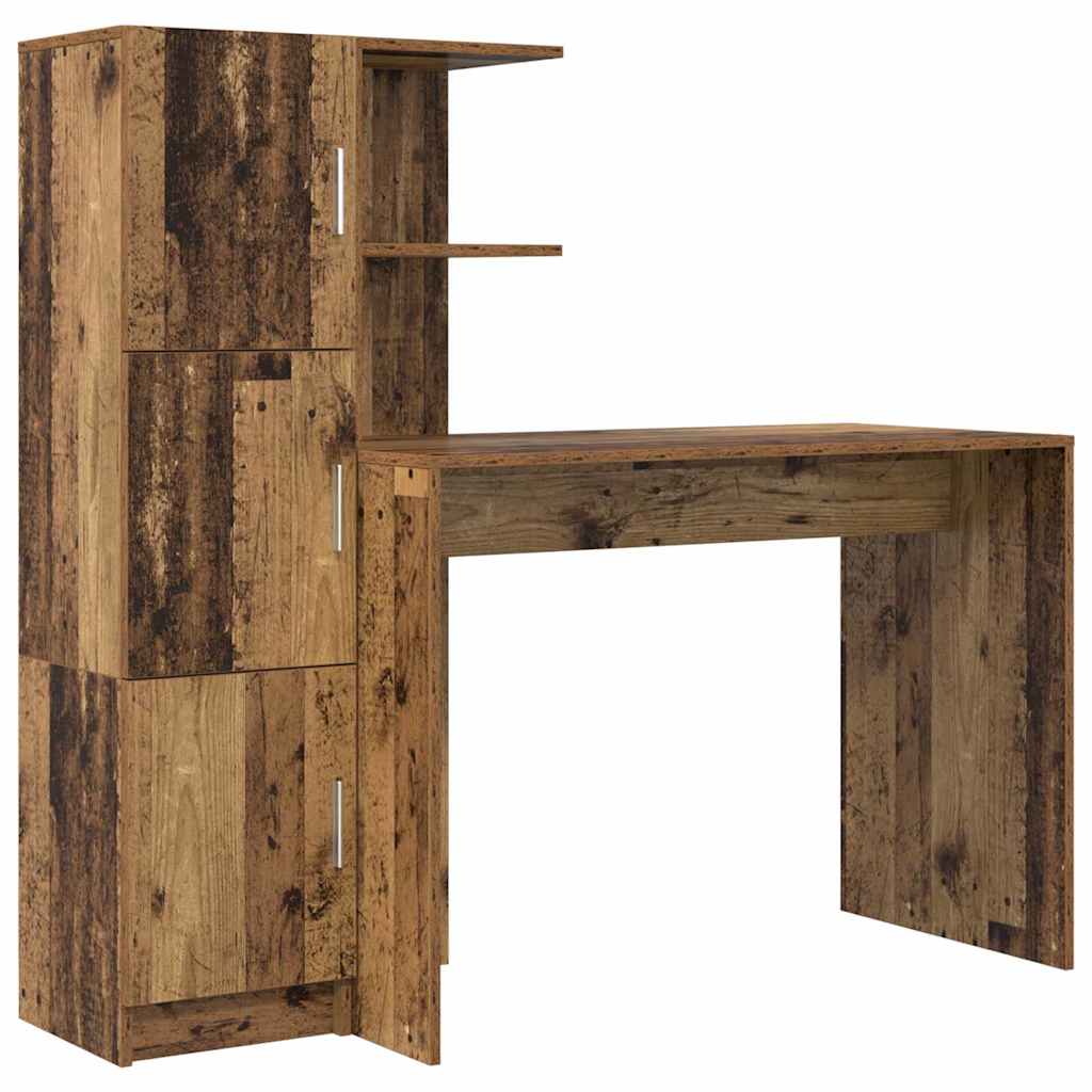 Scrivania con Spazio di Archiviazione 2 pcs Legno vecchio