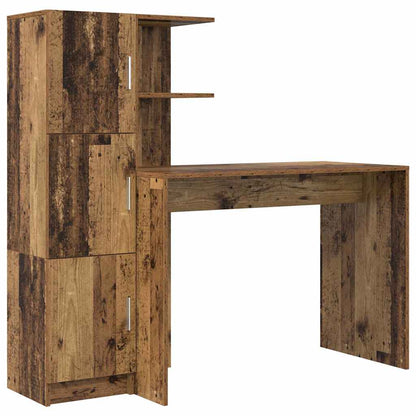 Scrivania con Spazio di Archiviazione 2 pcs Legno vecchio