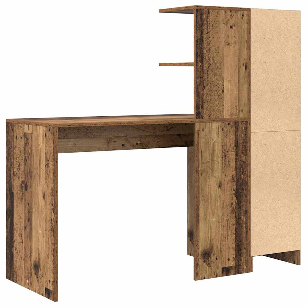 Scrivania con Spazio di Archiviazione 2 pcs Legno vecchio
