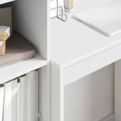 Scrivania con cassetto con lo scaffale 2 pcs Bianco