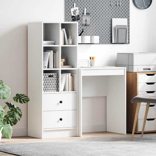 Scrivania con cassetto con lo scaffale 2 pcs Bianco