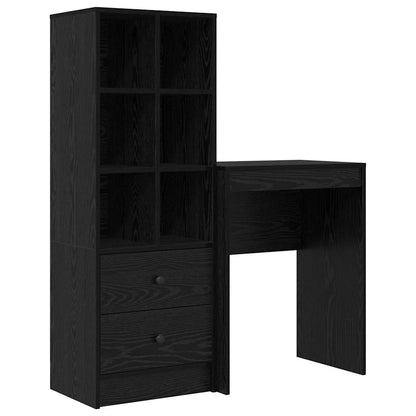 Scrivania con Spazio di Archiviazione 2 pcs Rovere nero