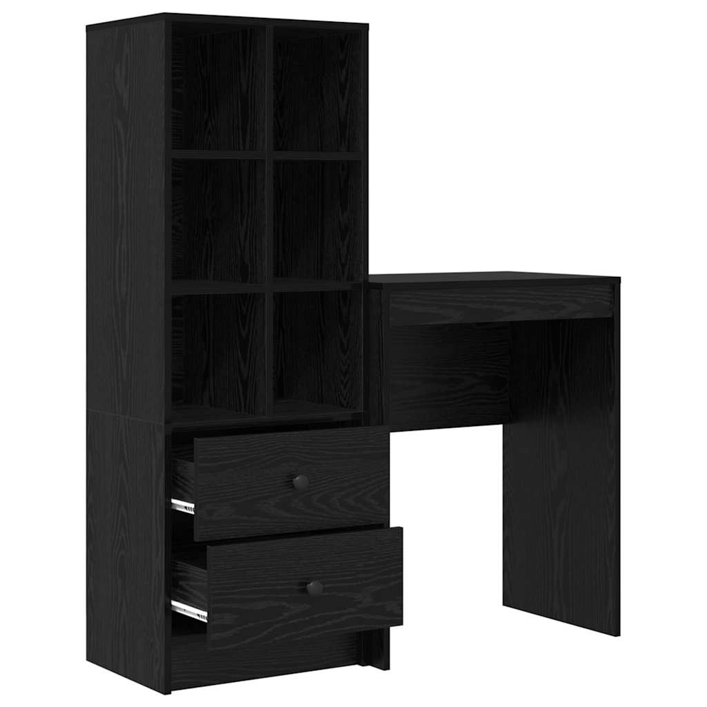 Scrivania con Spazio di Archiviazione 2 pcs Rovere nero